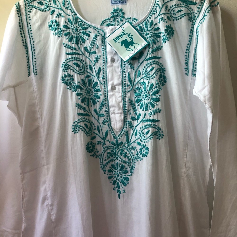Karma Living embroidered coverup tunic. Handcrafted. Size 12. Brand new! - Picture 5 of 12